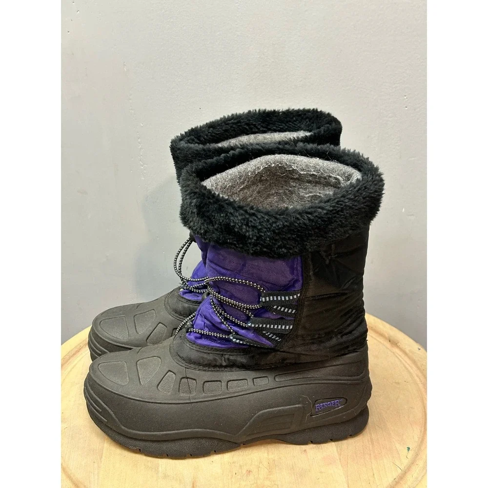 Ranger‎ Snow Boots Purple Black Waterproof Winter Womens  7